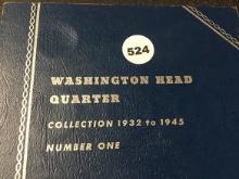 Partial Book 1932-45 Silver Washington Quarters (35 Coins)