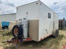 2009 CARRIER CREW18E5 18' T/A CREW TRAILER CABINETS, STORAGE BINS, LOCKERS, BENCHES, HEATER, LT235/8