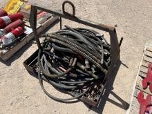 30" X 36" EXPANDED METAL BASKET W/ VARIOUS SIZE HOSES