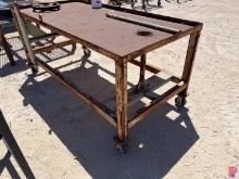 38"W X 80"L X 36"H METAL WORK TABLE W/CASTERS