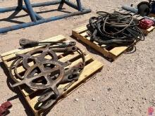 VARIOUS LENGTHS OXYGEN/ACETYLENE HOSE, 1/2" HOSE, HERO WHEELS, CALBLE & MISC.