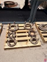 PALLET OF (6) ASSORTED SIZE HYDRAULIC TONG DRAG RINGS