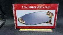 Oval Mirror Vanity Tray - 15" X 8 3/4" Oval Mirror W/ Rubber Buffer Feet
