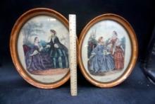 2 - Framed Oval Lady Pictures