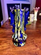 Painted Art Glass Vase - Paint Glows Under Uv Light