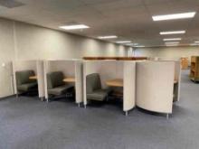 4pcs - Upholstered Curved Study Carrels with Power Outlets