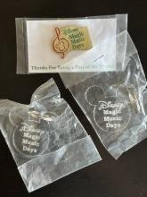 Disney Music Days Lot of 1 Magic Music Day Collector Pin and 2 Acrylic Magic Music Days Key Chains A