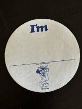 Vintage Fasson Crack 'N Peel Guest Name Sticker for Walt Disney Productions Blue Ink on Shiny Vinyl