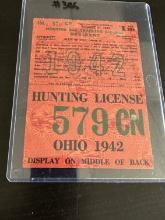 WWII 1942 Ohio Hunting License.