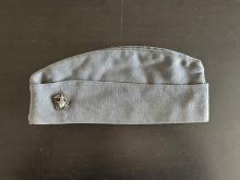 USN WWII Battle Gray Overseas Officer's Cap. Sterling insignia.