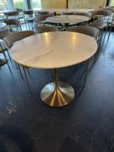 2019 World Market 25855760 Leilani 35.5" Round White Marble Top Gold Tulip Metal Base Dining Table