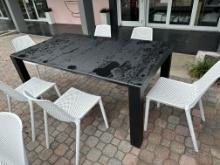G. Bonzini Design Siesta Vegas Extendable Outdoor Dining Table Black Polypropylene 71.25"W x 39.75"D
