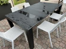 G. Bonzini Design Siesta Vegas Extendable Outdoor Dining Table Black Polypropylene 71.25"W x 39.75"D