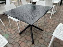 Siesta Sky Table Black Outdoor Durable Weather-Resistant Resin Table w/Metallic Frame 4 Leg Base 31.