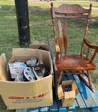 Rocking Chair, Board, Hand Sanitizer Dispensers, Cables, Pouches, Kitchen Items