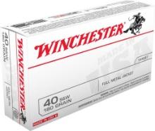 Winchester Ammo Q4238 USA 40 SW 180 gr Full Metal Jacket FMJ 50 Bx