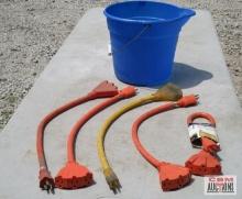 Bucket of (5) Tri-Outlet Extension Cords *GLM