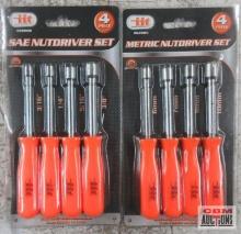 IIT 62085 4pc Metric Nutdriver Set (6mm, 7mm, 8mm & 10mm) IIT 62080 4pc SAE Nutdriver Set (3/16",