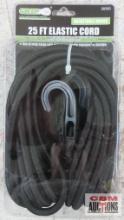 Grip 28350 Black 25' Elastic Cord w/ Adjustable Hooks