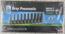 Grey Pneumatic 1398H 10pc 1/2" Drive, 6pt, SAE Hex Driver Set w/ Molded Storage Case... 1/4", 9/32",