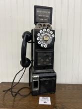 1950s Automatic Electric 3 slot payphone telephone w/early instruction top mount