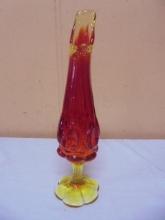 Vintage Kananha Amberina Swung Glass Vase