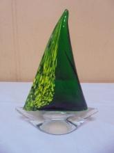 Art Glass Sail Boat Paperweight