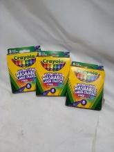 Crayola Ultra-Clean Washable Large Crayons. Qty 3- 8 Pack Boxes.