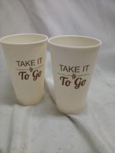 Pair of To-Go “Take It To Go” Reuseable Coffee Cups