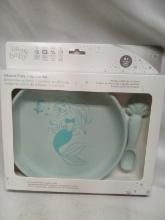 Silicone Plate and spoon Set, the little mermaid