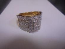 Beautiful Ladies Gold Plated Sterling Silver Ring w/ Stones