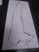 Beautiful Ladies Sterling Silver 24in Necklace w/ Stones