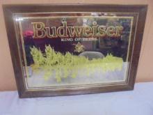 Vintage Wood Framed Budweiser Clydesdale Hitch Bar Mirror