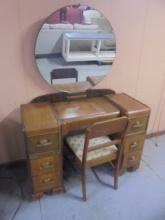 Antique Vanity w/ Mirror & Matching Chair
