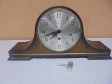 Antique Linden Wind-Up Wood Case Mantel Clock