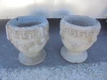 2 Matching Concrete Urn Planters