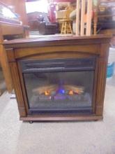 Woodcase Rolling Electric Fireplace w/ Infrared Quartz Heater