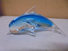 Blue Art Glass Dolphin
