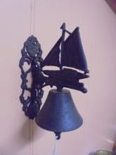 Cast Iron Wall/ Post Mount Dinner Bell w/ Sail Boat