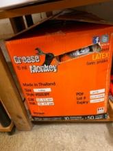 GREASE MONKEY 10 DISPENSERS X 50 LATEX GLOVES, SIZE LARGE
