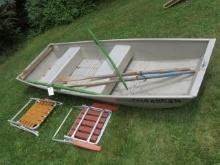 Lowe 10' Aluminum John Boat w/oars, outdoor chairs