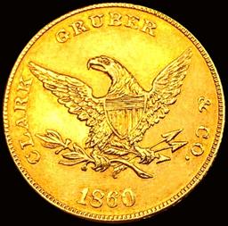 1860 $10 Clark and Gruber Co. Gold Eagle CHOICE BU