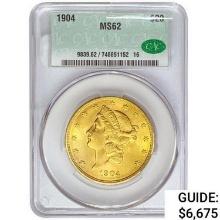 1904 CAC $20 Gold Double Eagle CAC MS62