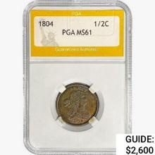 1804 Draped Bust Half Cent PGA MS61
