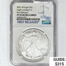 2021-W Silver Eagle NGC PF70 UC T2 1st Releases