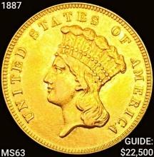 1887 $3 Gold Piece CHOICE BU