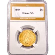 1804 $5 Gold Half Eagle PGA AU58+ Sm. 8/Lg. 8
