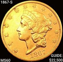 1867-S $20 Gold Double Eagle UNCIRCULATED
