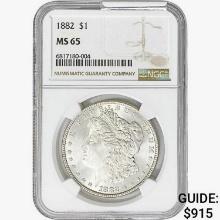 1882 Morgan Silver Dollar NGC MS65