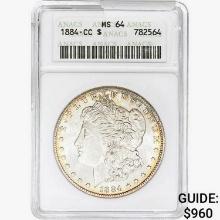 1884-CC Morgan Silver Dollar ANACS MS64